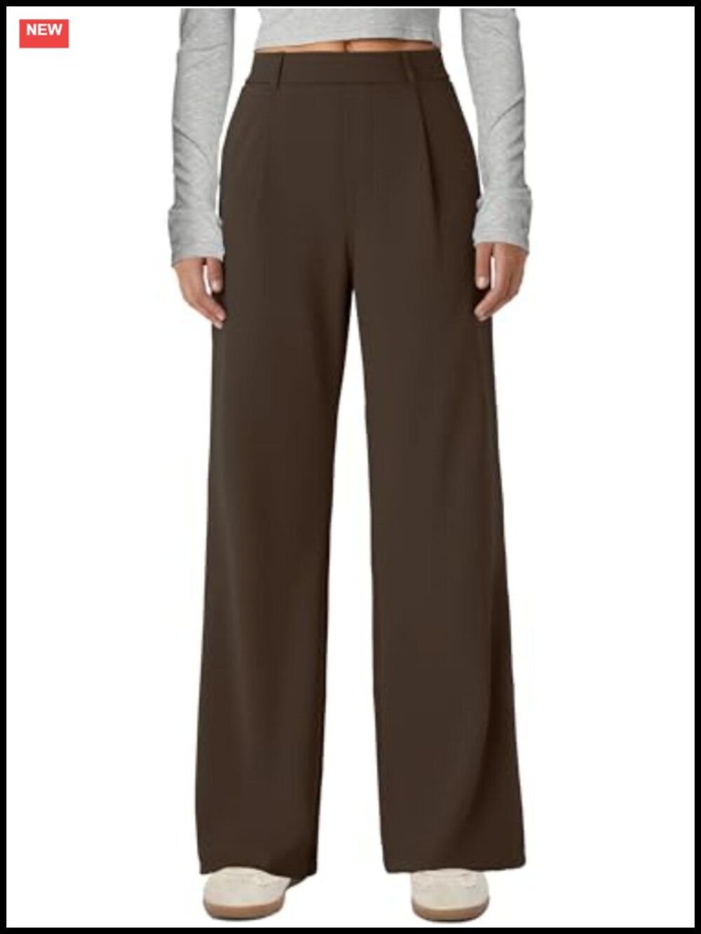 Stretchy Pull On Wide Leg Pants for Women High Waisted Work Trousers 4-Way